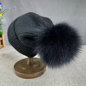 Angora Fur and Natural Pom Hat